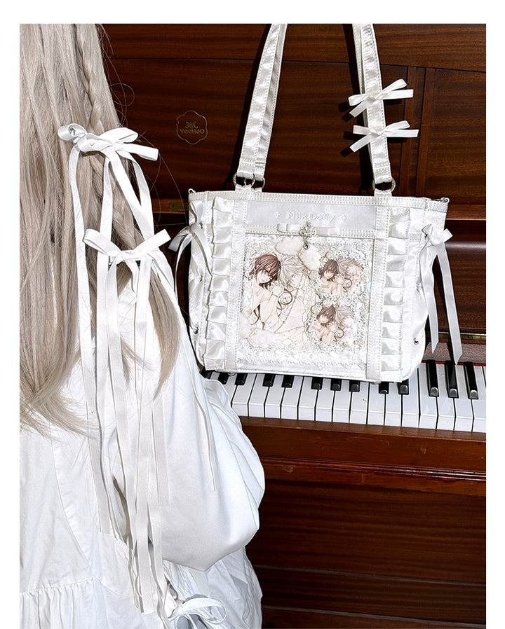 Large-Capacity Ita Bag, Clear Window Front + Rhinestones 43231:779298