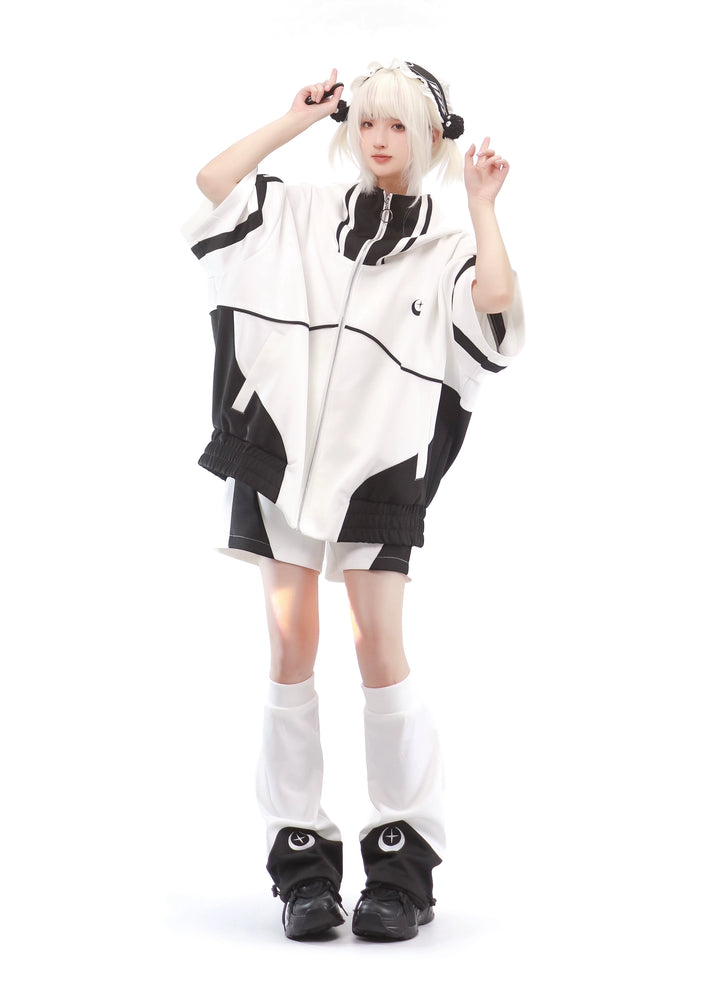 Multicolor Tenshi Kaiwai Jacket Set, Pockets, Zipper 29164:357032