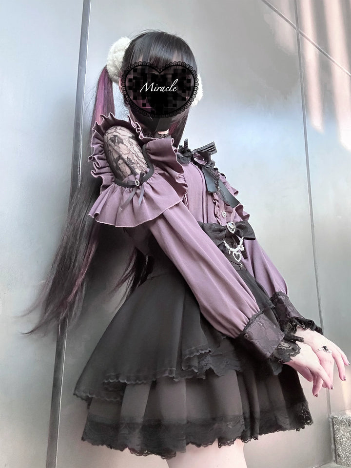 Jirai Kei Tiered Tuffles Skirt, Elastic High-Waist 44587:814594
