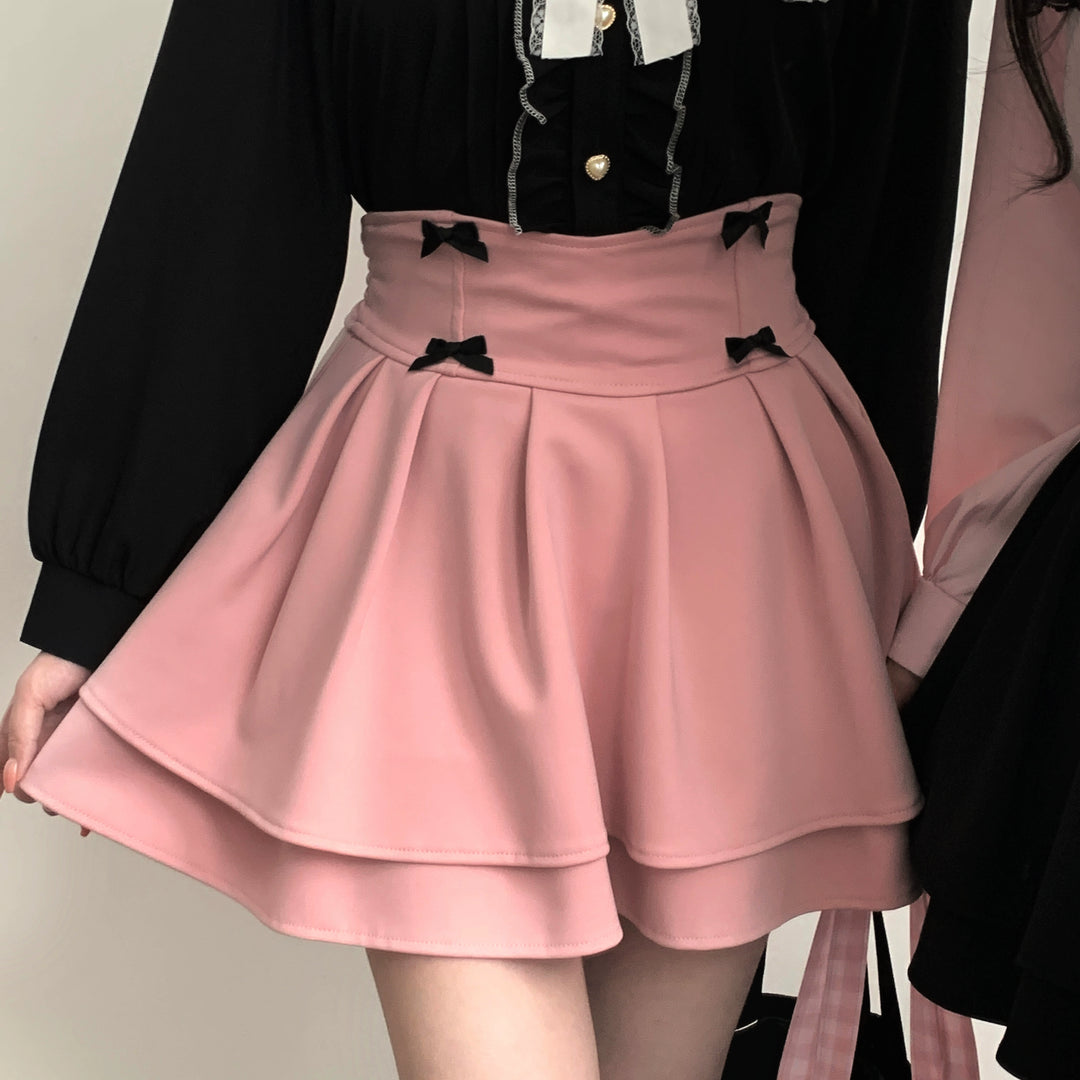Jirai Kei Skirt Double Layer Puff Skirt with Bow 36770:534702
