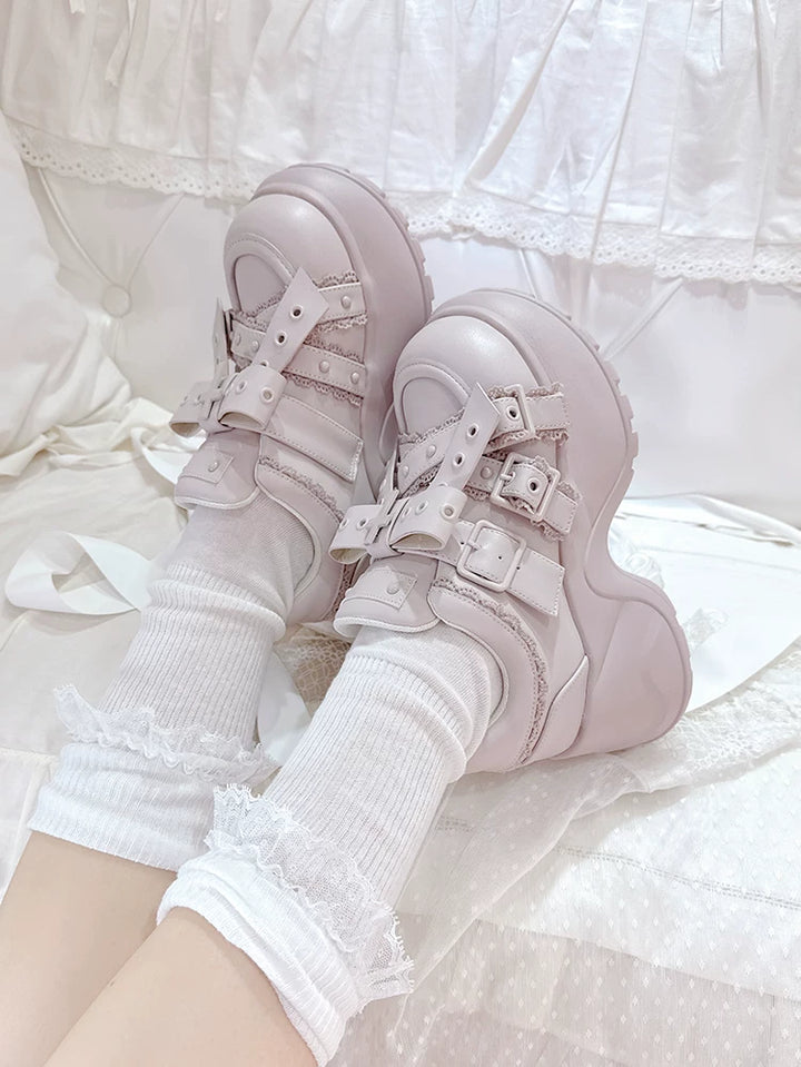 Jirai Kei High Platform Shoes, Multiple Buckle Straps 44626:815639