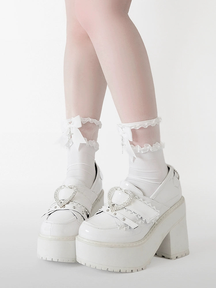 Jirai Kei Platform Shoes Ryousangata High Heels Loafer Shoes 40098:655878