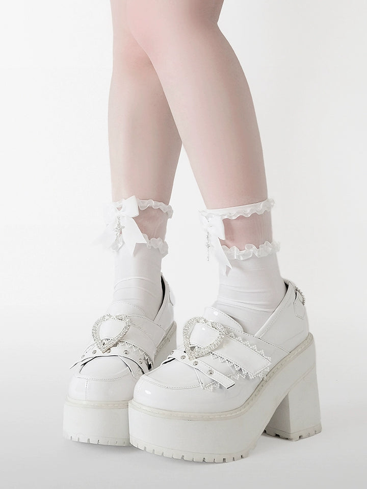 Jirai Kei Platform Shoes Ryousangata High Heels Loafer Shoes 40098:655878