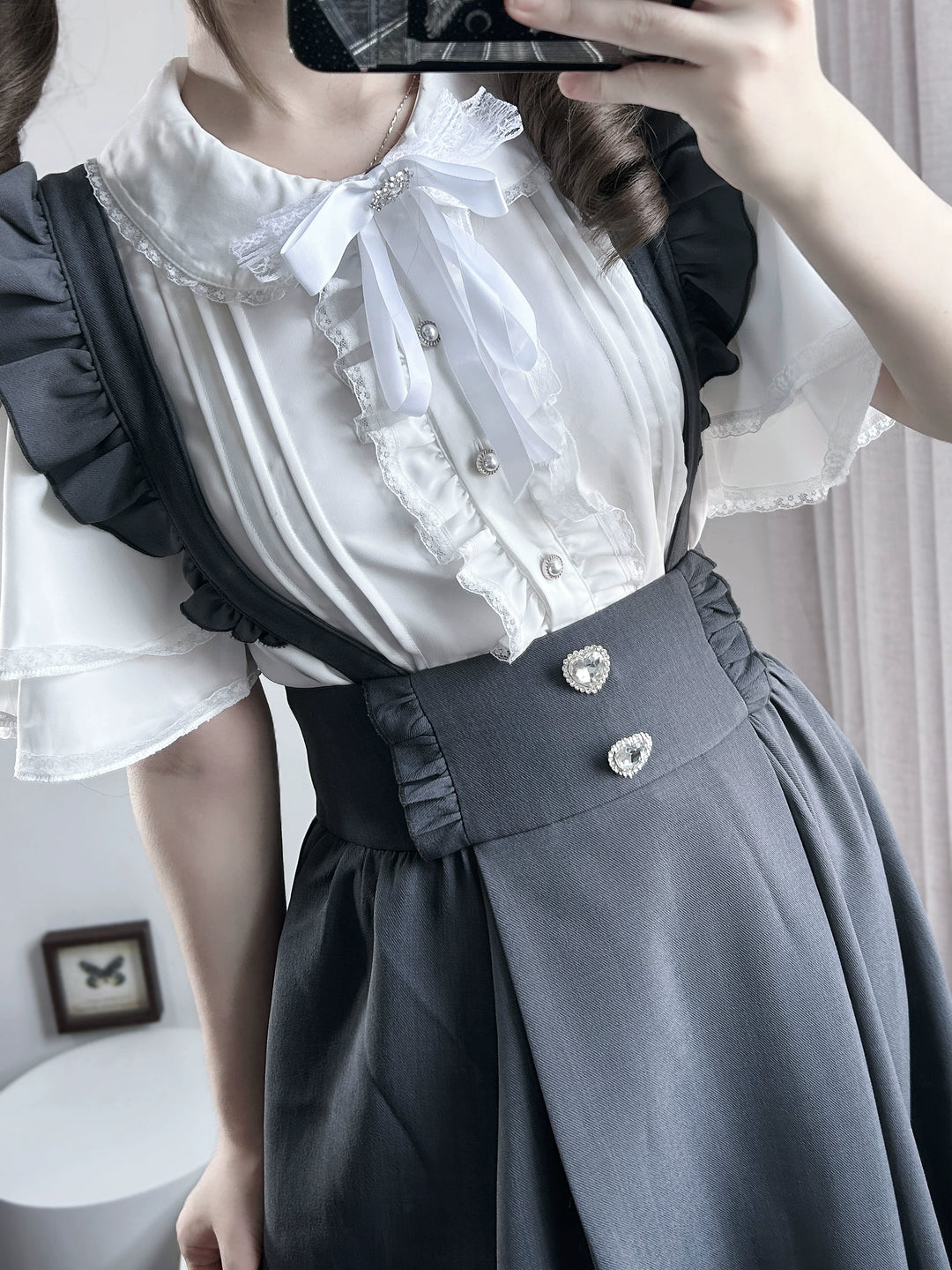 Seiso Kei Short Sleeves Blouse, Tiered Cuffs 44167:800793