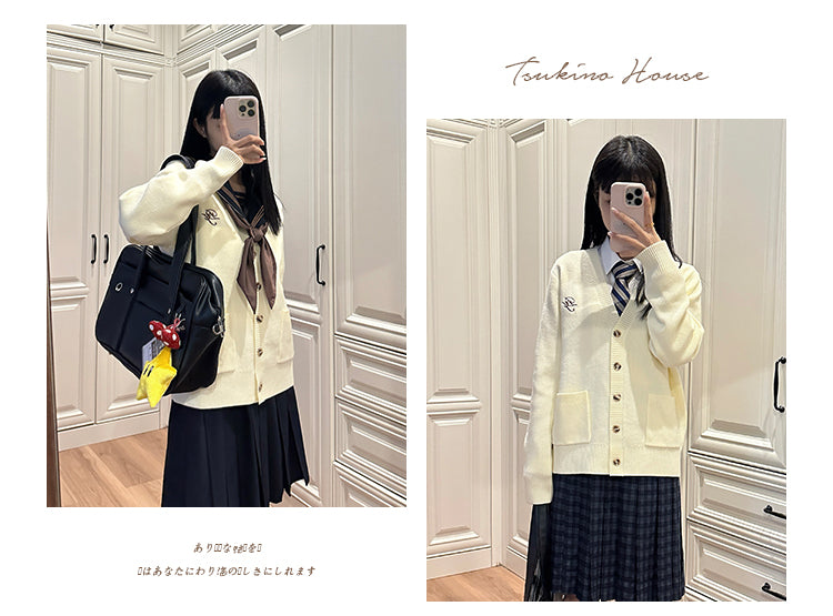 JK Uniform V-Neck Cardigan for Kansai-Collar Style Multicolor 42668:748663