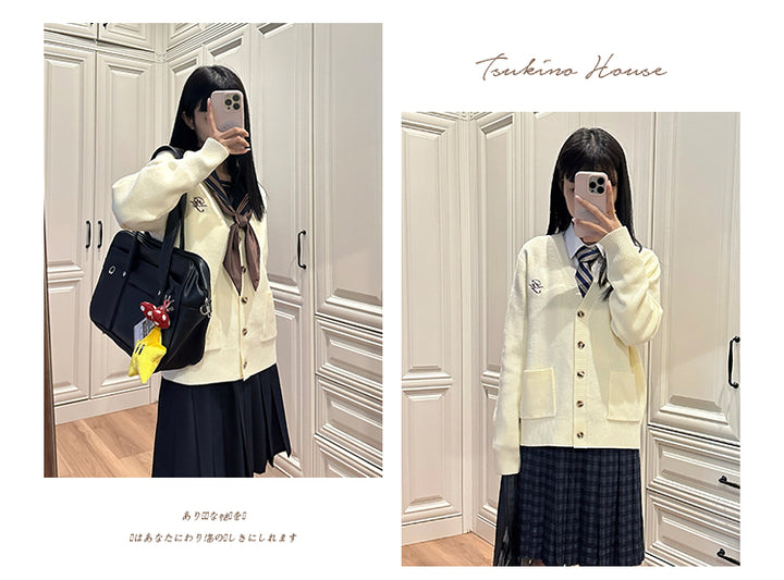 JK Uniform V-Neck Cardigan for Kansai-Collar Style Multicolor 42668:748663