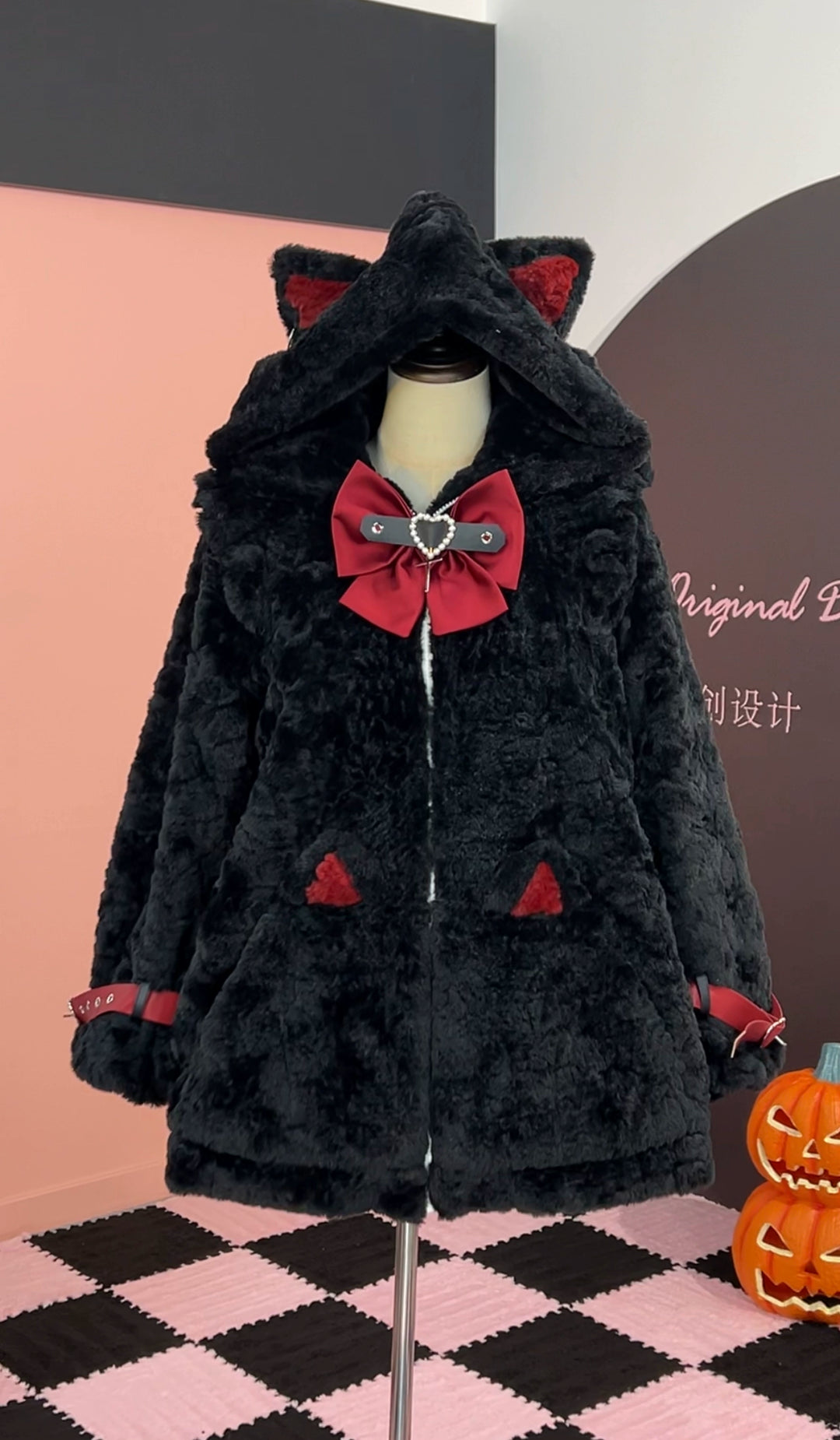 Jirai Kei Coat Cat Ear Hood Jacket Fleece Coat 39958:646692