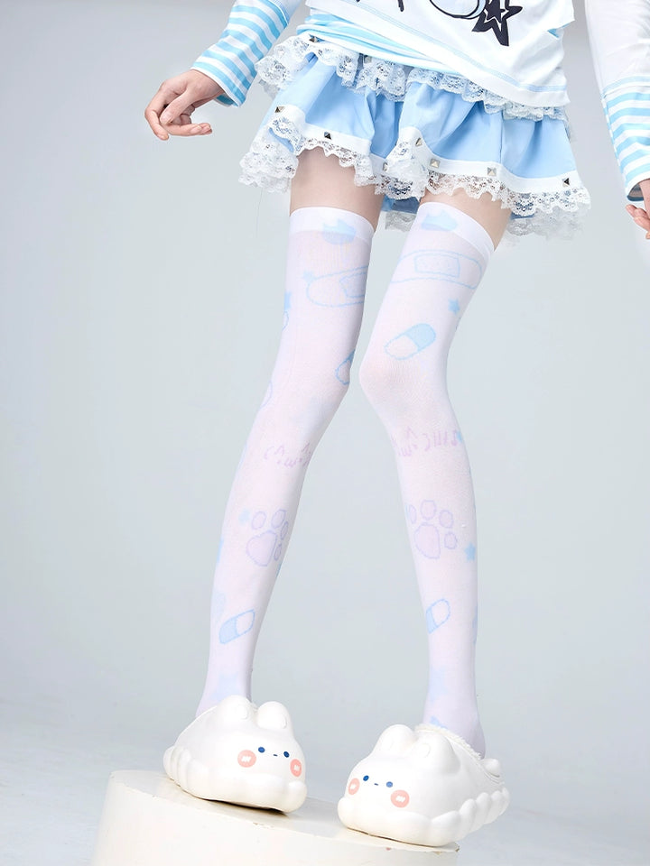 Tenshi Kaiwai Socks Over-the-Knee Socks Velvet High Tube Socks 36524:535708