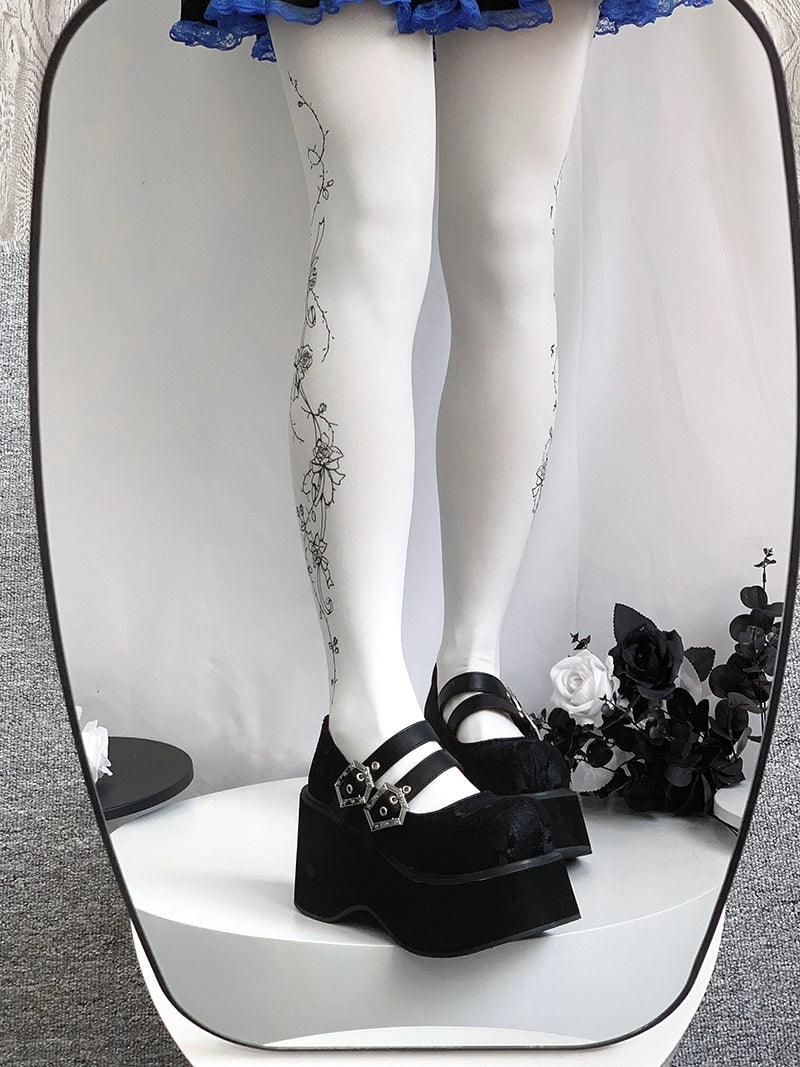 Black Red Platform Shoes Mary Jane Shoes 29728:367910