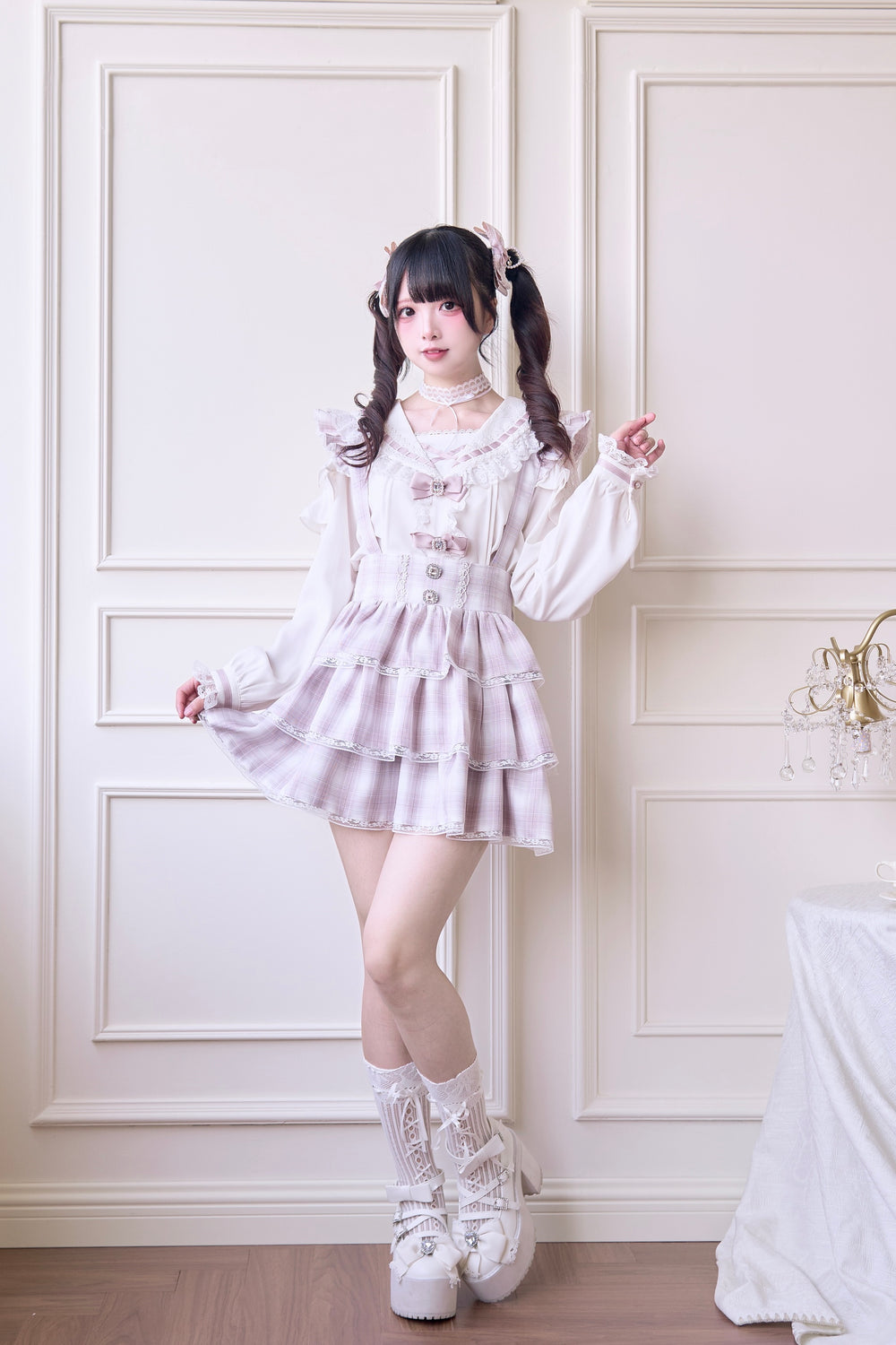 Plaid Jirai Kei Suspender Skirt with Removable Straps 42625:750979