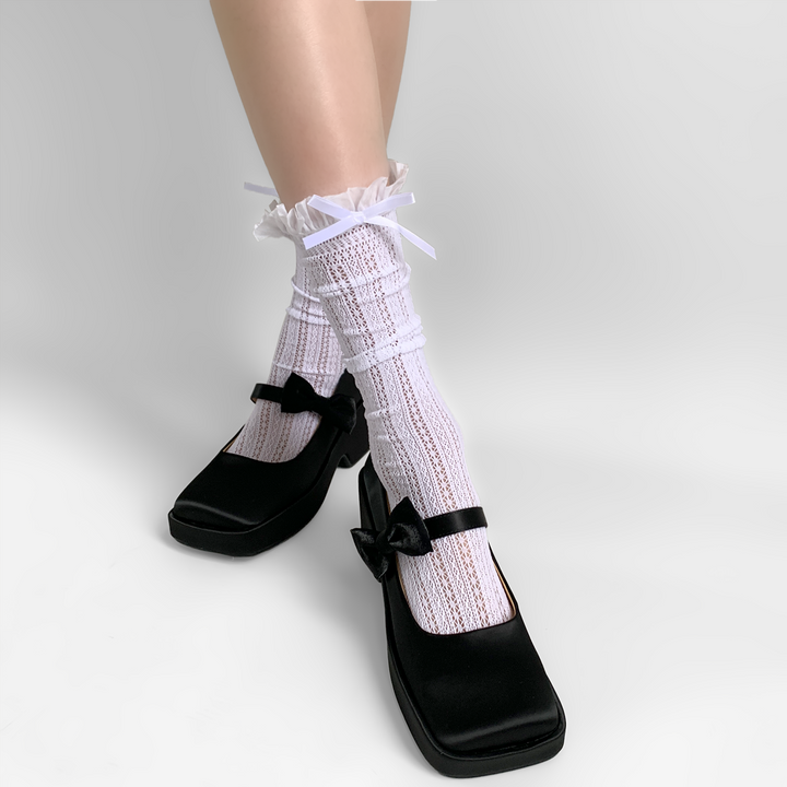 Lightweight Lolita Socks, Scrunchy Ankle/Mid-Calf 2-in-1 43226:771873