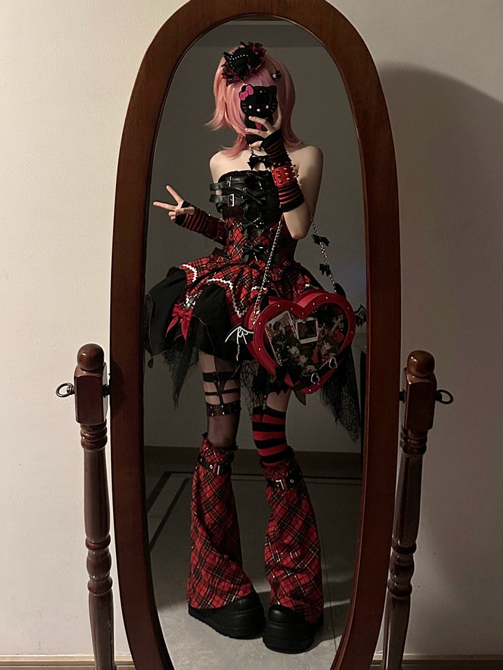 Gothic Lolita Dress Red Purple Top Irregular Skirt Hem Set 39142:615872