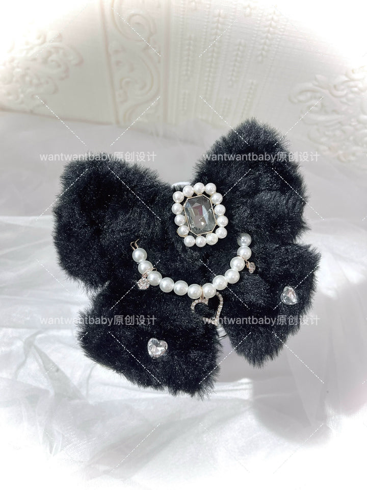 Fuzzy Ryousangata Hair Clip, Rhinestone Accents 44463:810420