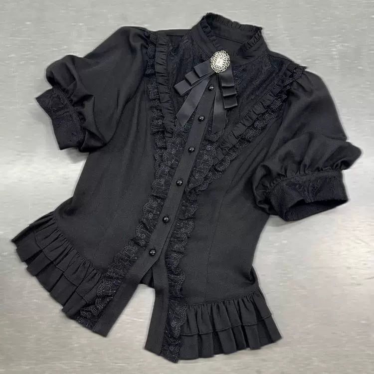 Gothic Shirt Outfit, Fishbone Skirt, Detachable Trailing (L M S XL) 43441:780333