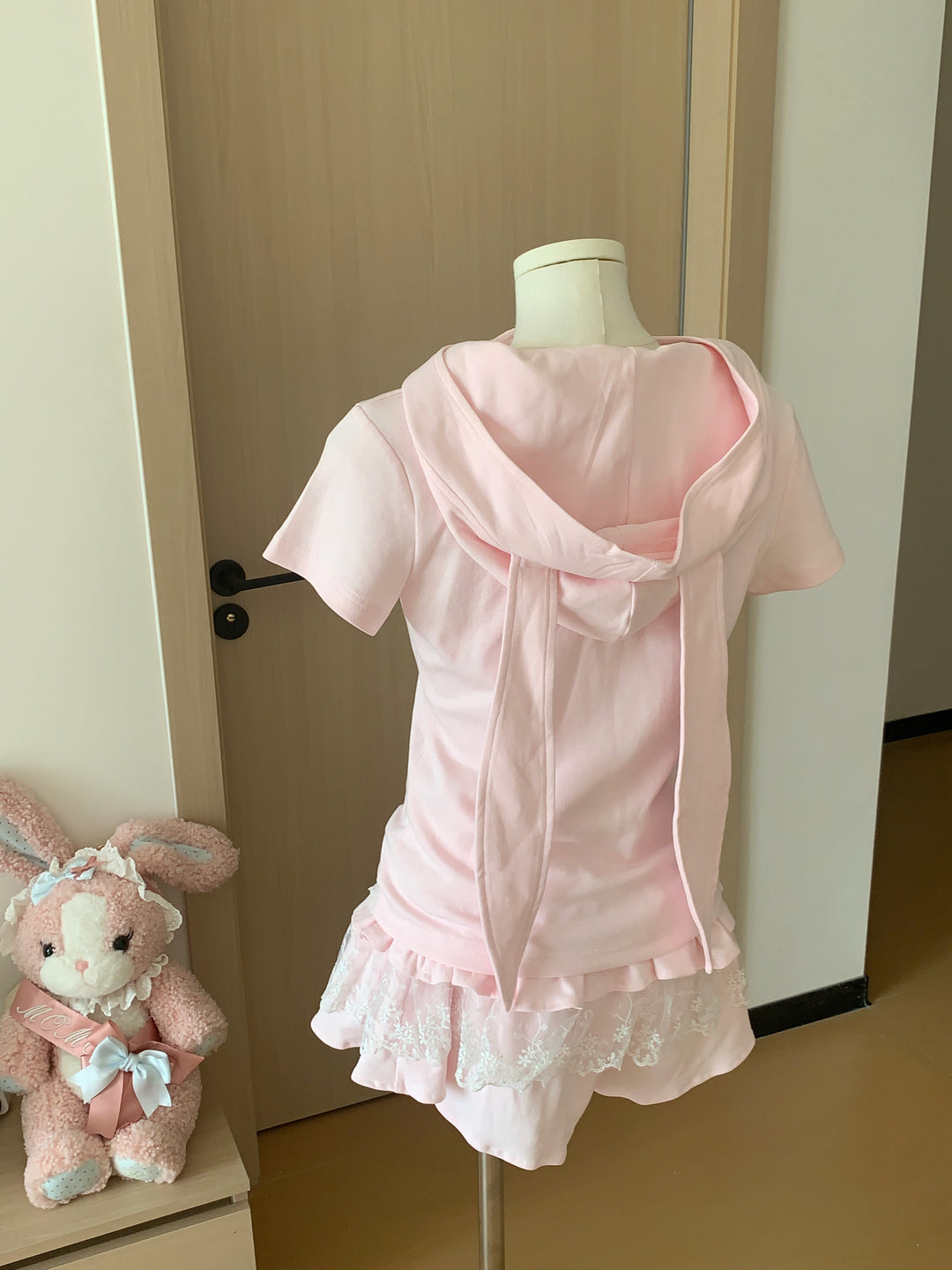 Kawaii Lace Cake Skirt with Sporty Zip-Up & Triple Ruffles 42702:749851