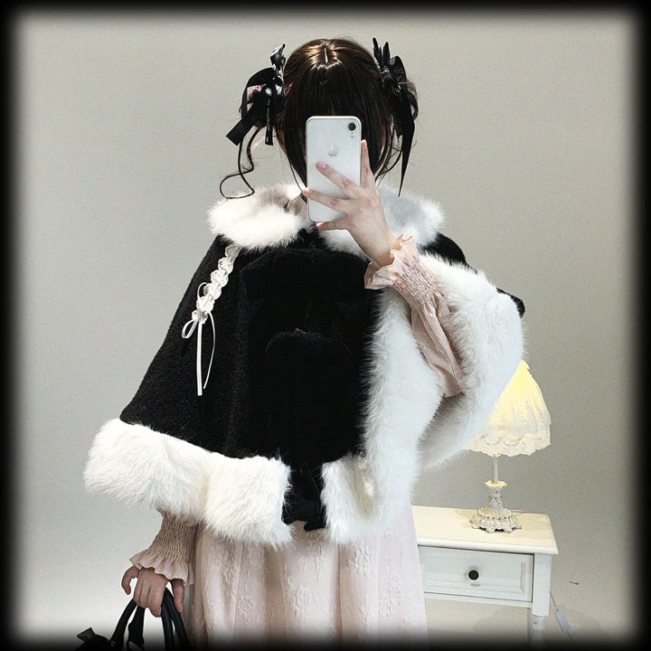 Sweet Bunny Ear Winter Cape, Polar Fleece Lining 44474:809701