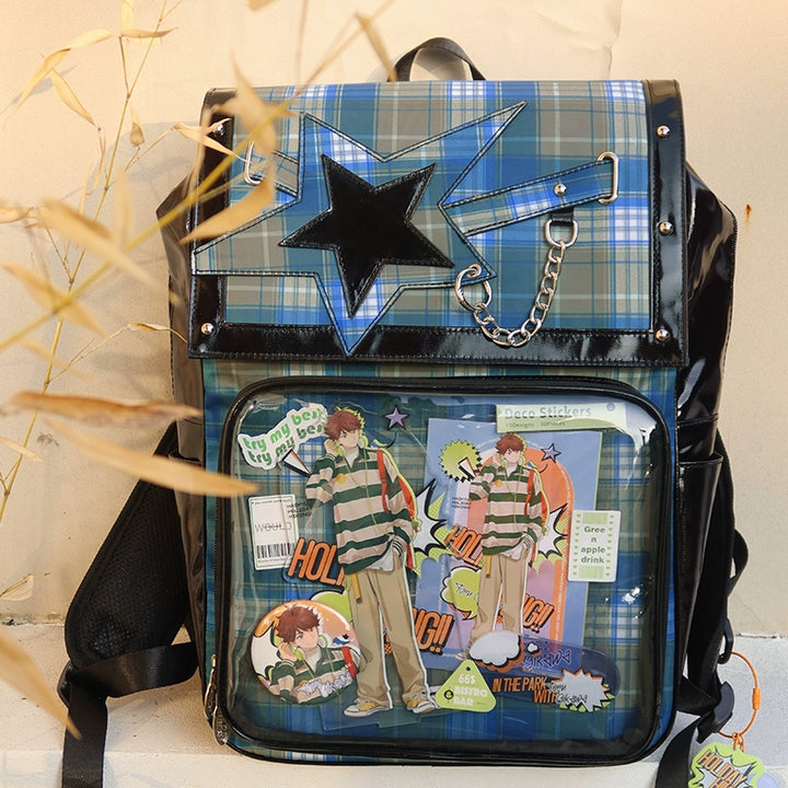 Subculture Ita Bag Plaid Star Large Capacity Ita Backpack 40120:665816
