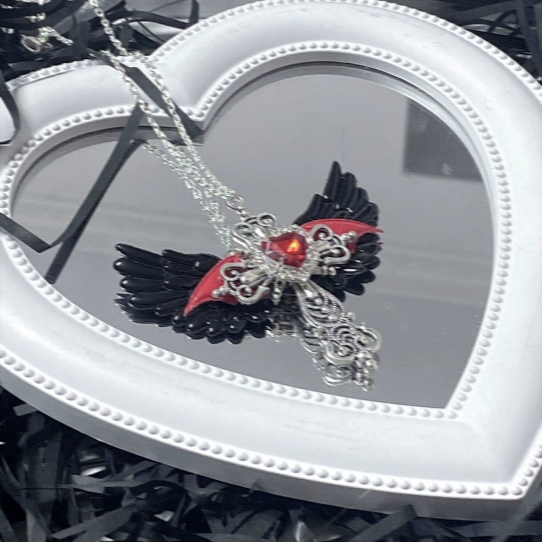 Y2K Jirai Kei Necklace Angel Cross Sweater Chain 29316:356140