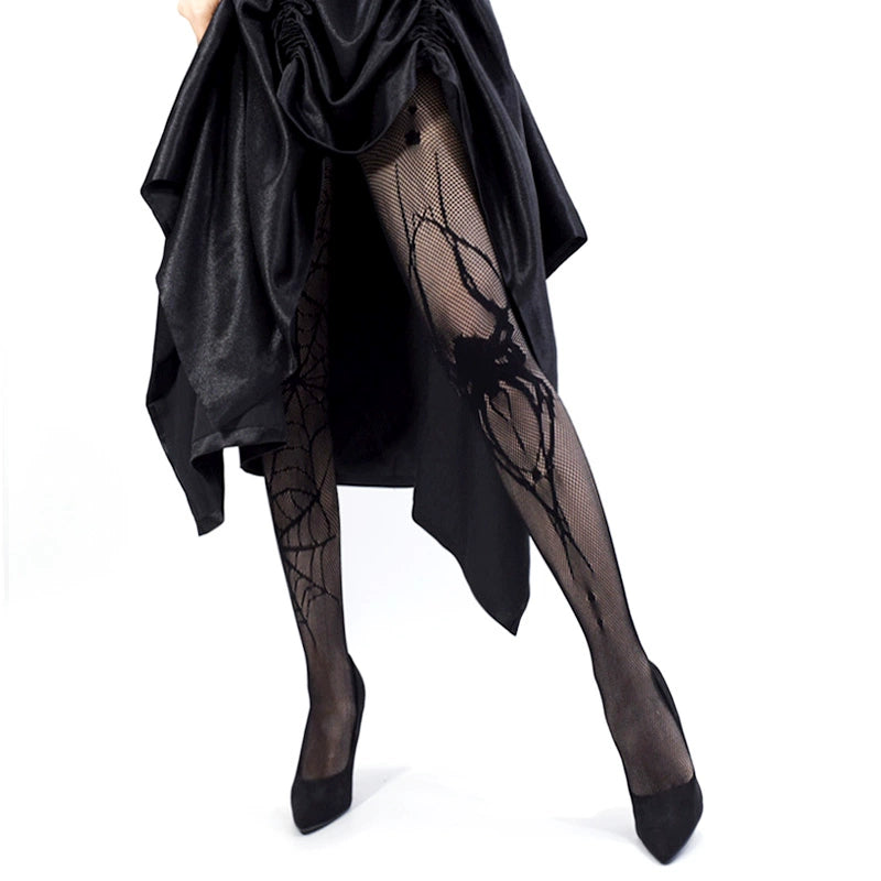 Gothic Fishnet Tights, Spiderweb and Spider Design 44087:794815