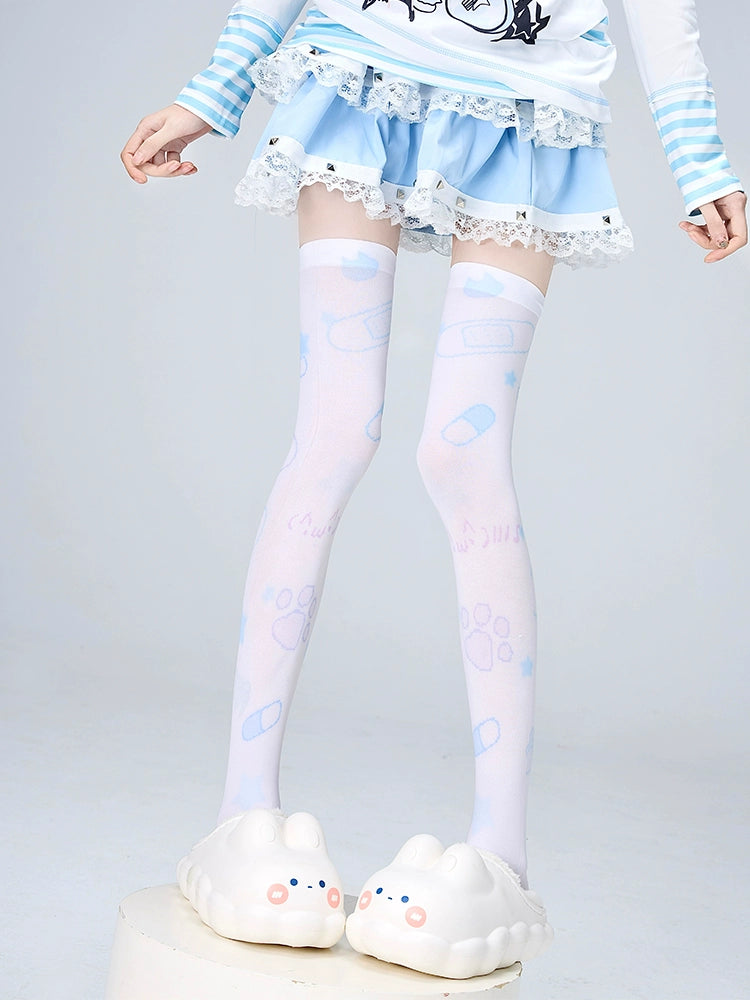 Tenshi Kaiwai Socks Over-the-Knee Socks Velvet High Tube Socks 36524:535676