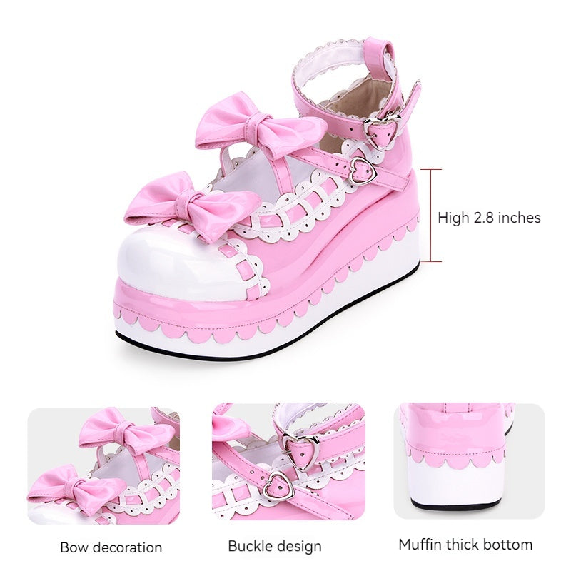 Lolita Shoes Platform Shoes With Bows And Laces 31792:370750