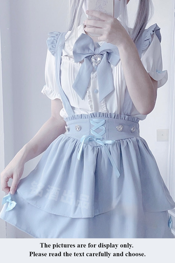 Jirai Kei White Blouse, Suspender Skirt 21838:320904