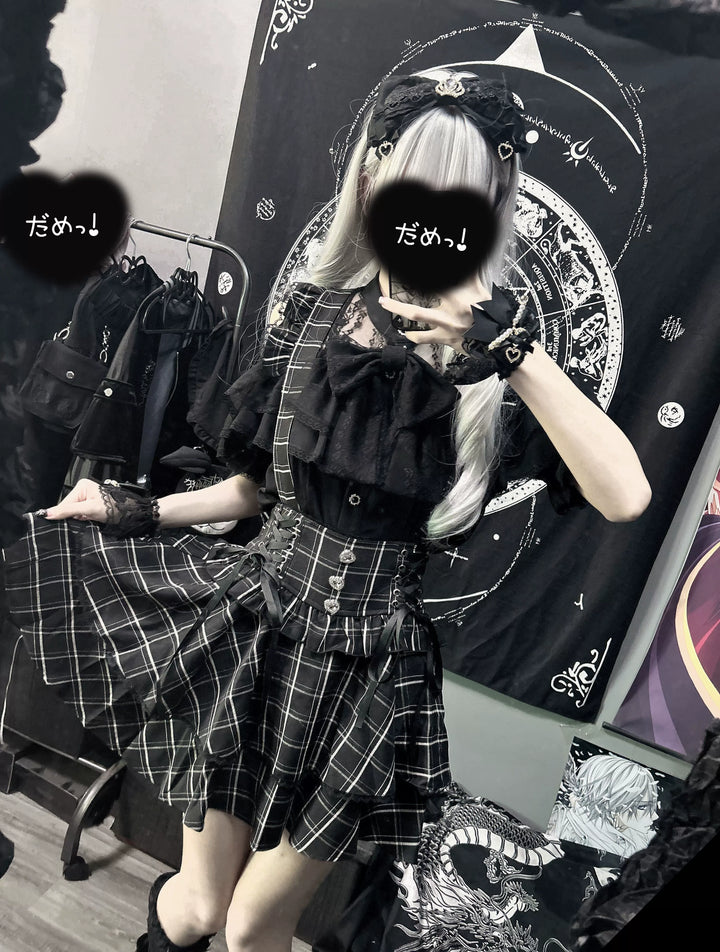 Solid Ryousangata Blouse, Lace Open-shoulder (L M S XL) 44164:801559
