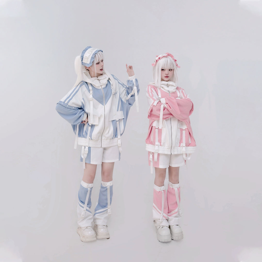 Plus Size Tenshi Kaiwai Coat Set Multicolor Sporty Outfits 40332:658374