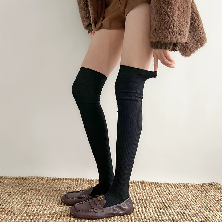 Japanese Style Solid Socks, Calf and Over-knee Styles 44076:795814