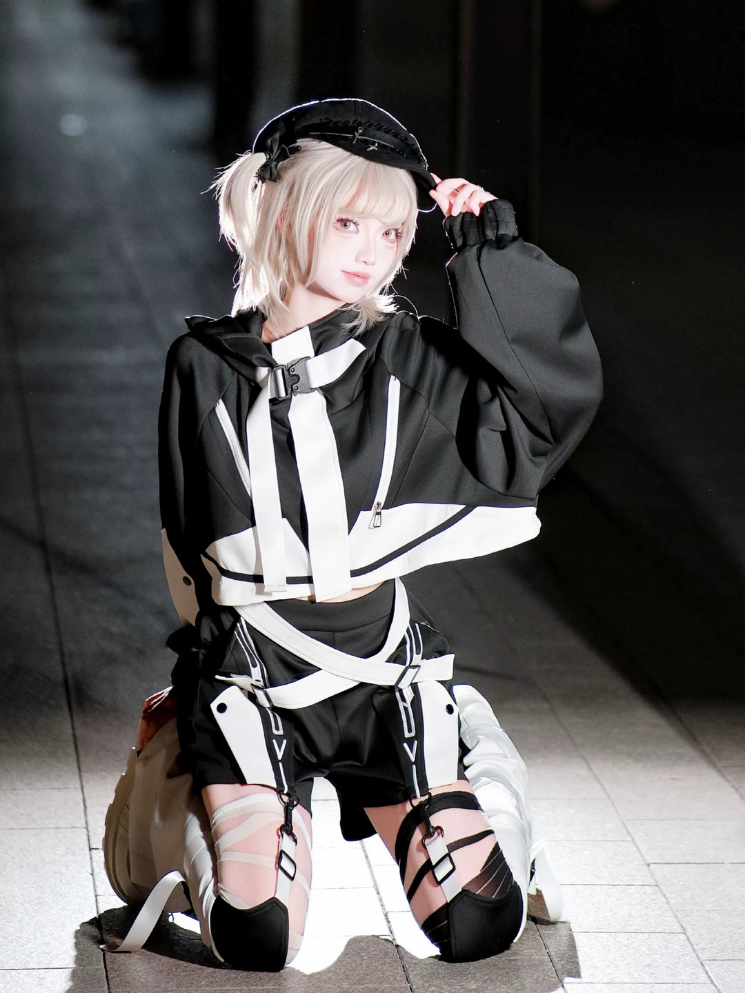 Cyberpunk Outfit, Detachable Jacket and Shorts Set 44424:810136