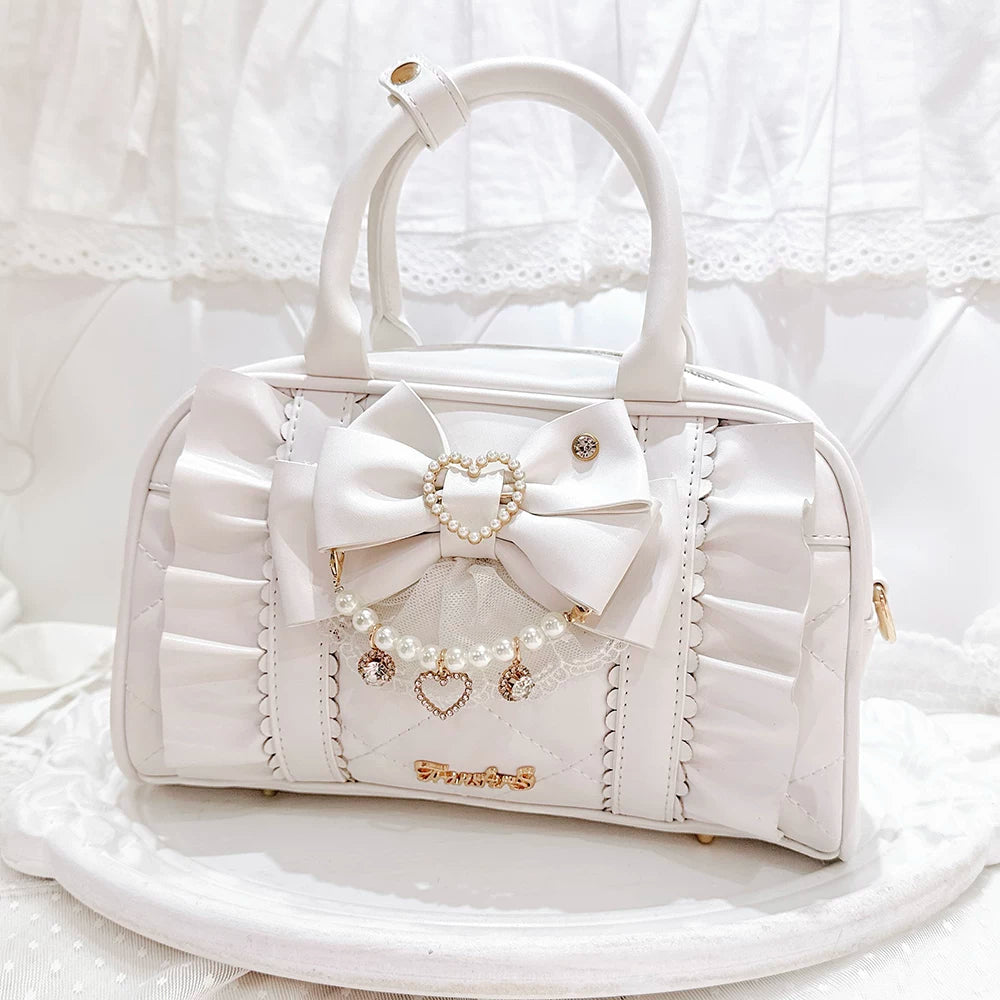 Jirai Kei 2-Way Handbag, Bow-Pearl Side Charm 44558:813647