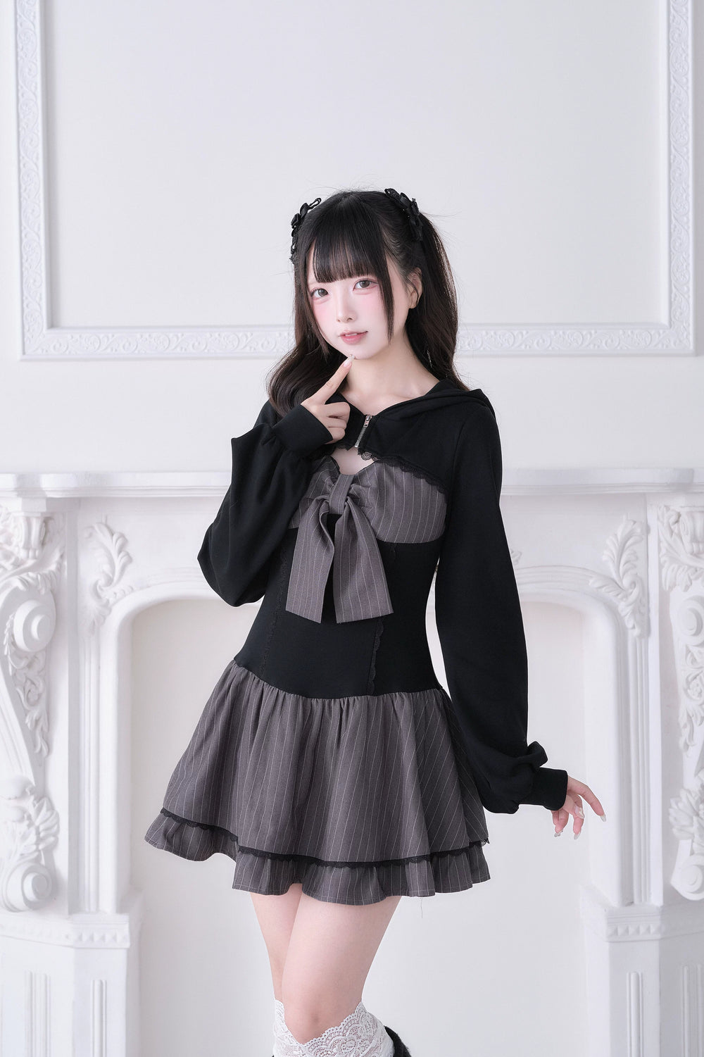 Jirai Kei One-Piece Dress, Hoodie-Inspired (M S) 44816:823069
