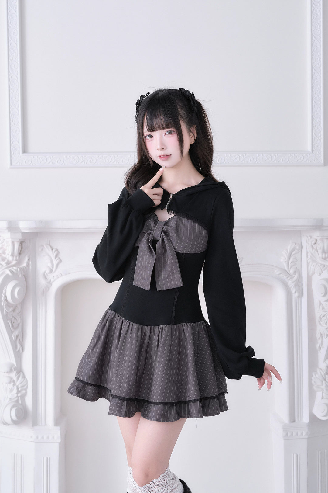 Jirai Kei One-Piece Dress, Hoodie-Inspired (M S) 44816:823069