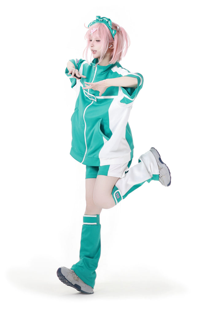 Black/Green Subcul Jirai Kei Sporty Jacket -Set or Singles 43057:764021