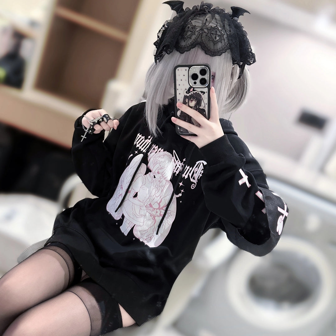 Tenshin Kaiwai Hoodie Medical Angel Print Hooded Sweatshirt 39430:628000