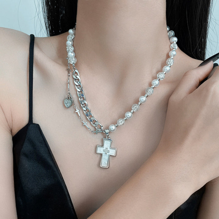 Y2K Necklace Gothic Punk Jewelry Cross Pendant Alloy Chain 42683:749495