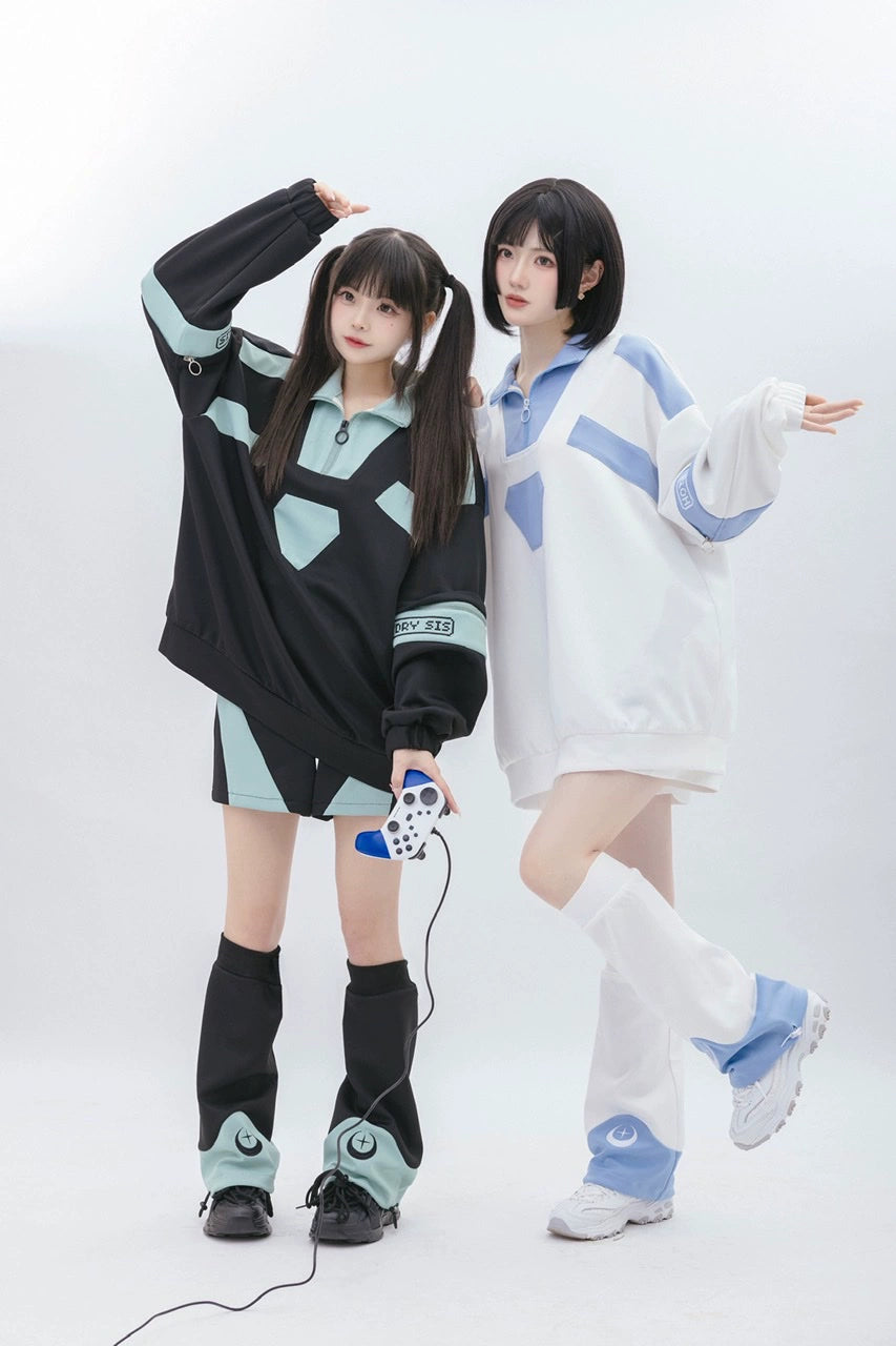 Tenshi Kaiwai Removable Sleeve Sweatshirt and Shorts Multicolor 29166:356908