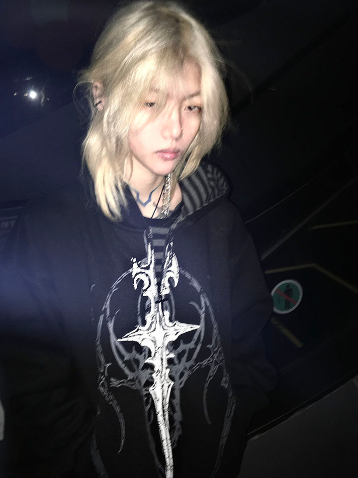 Cotton Jirai Kei Coat Gothic Punk Style with Oversized Design 42386:737967
