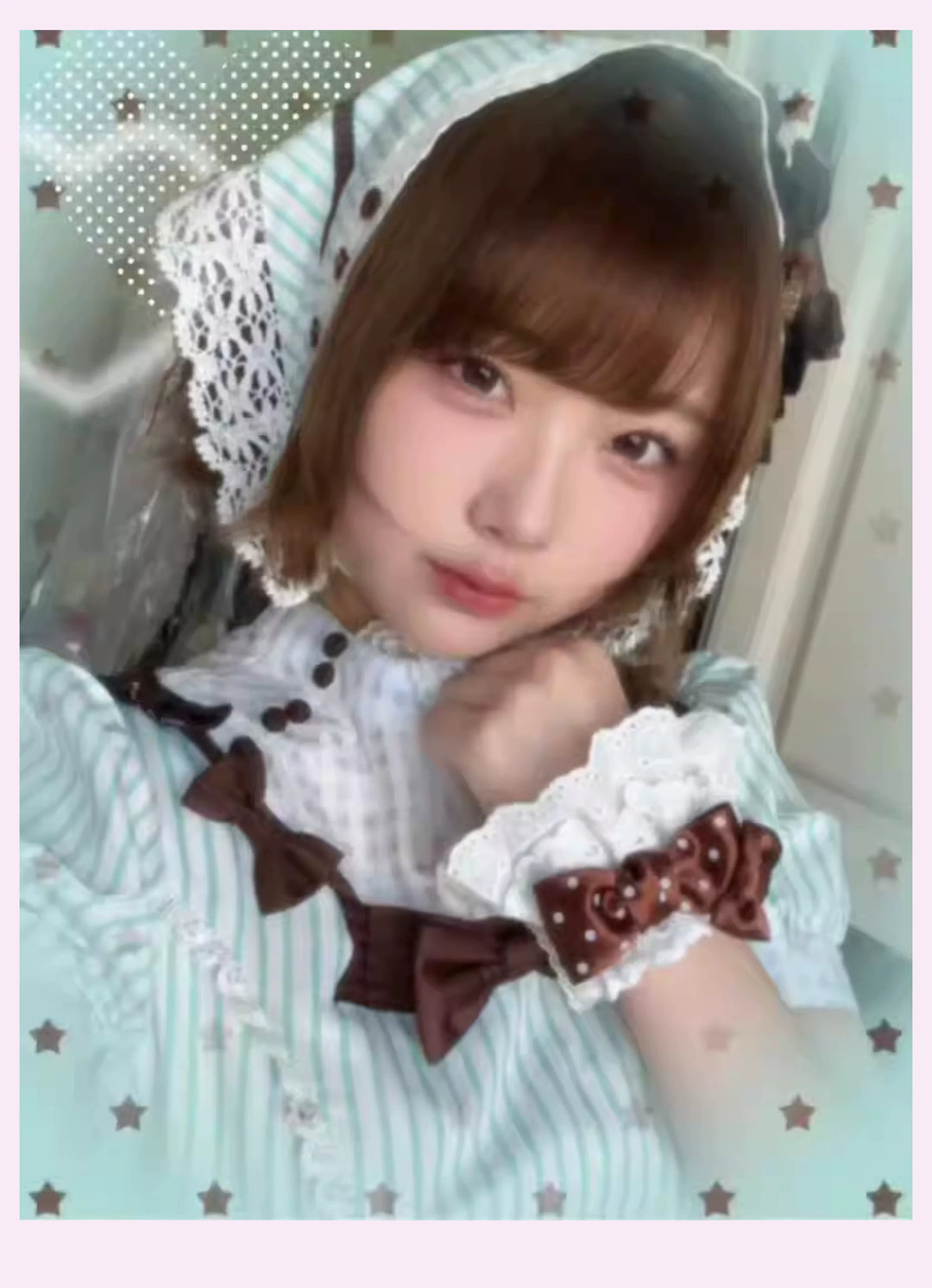Old School Lolita Striped Dress, Cross Apron (M) / L M S XL) 45136:836815