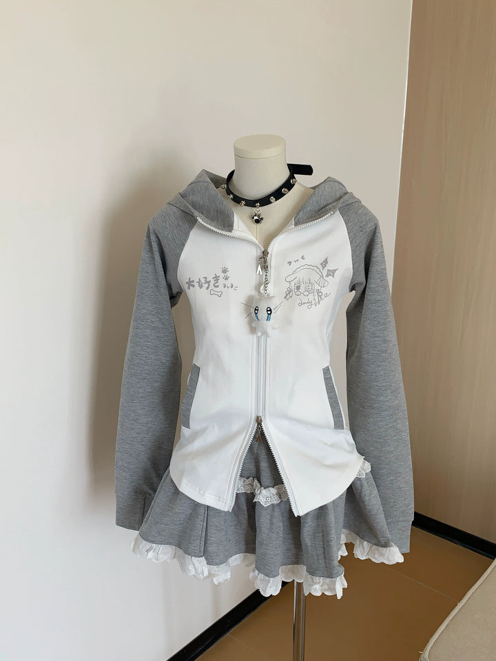 Jirai Kei Jacket with Puppy Ear Hood & Drop Shoulder Design (L M S) 42896:758599