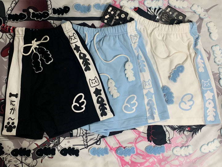 Jirai Kei Black Sky Blue White Sports Shorts 29186:341158 29186:341158