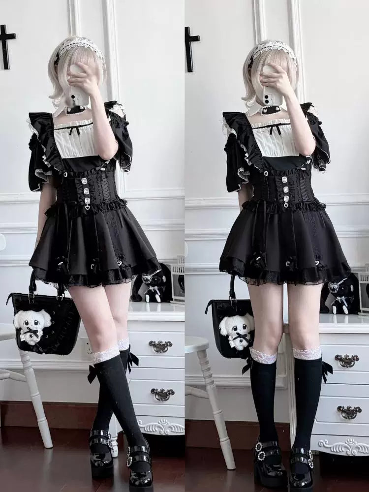 Jirai Kei Open-Shoulder Blouse, Detachable Collar 45844:865690