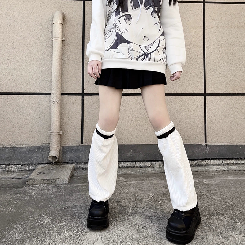 Harajuku Fashion White Black Gray Leg Warmers 28966:339342