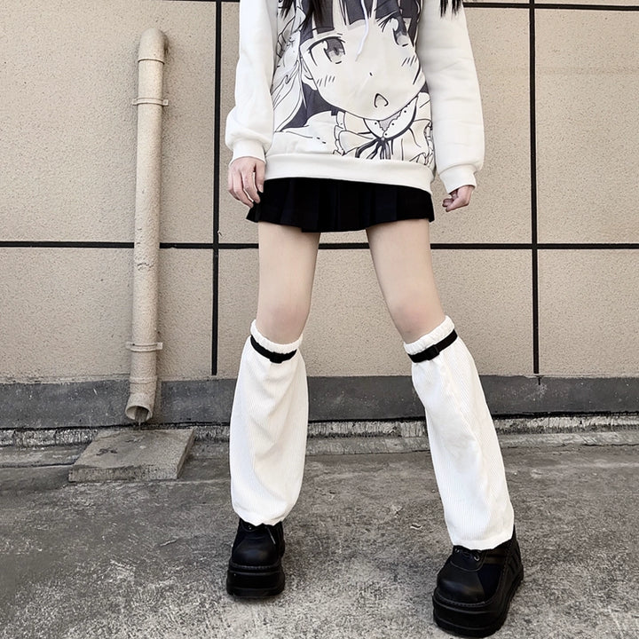 Harajuku Fashion White Black Gray Leg Warmers 28966:339342