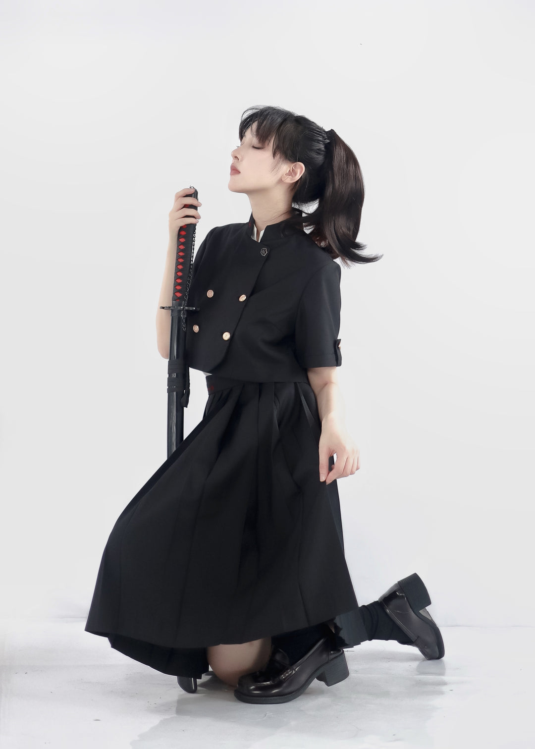 JK Uniform Pleated Skirts with Six Lengths & Embroidered Coat 42566:746347