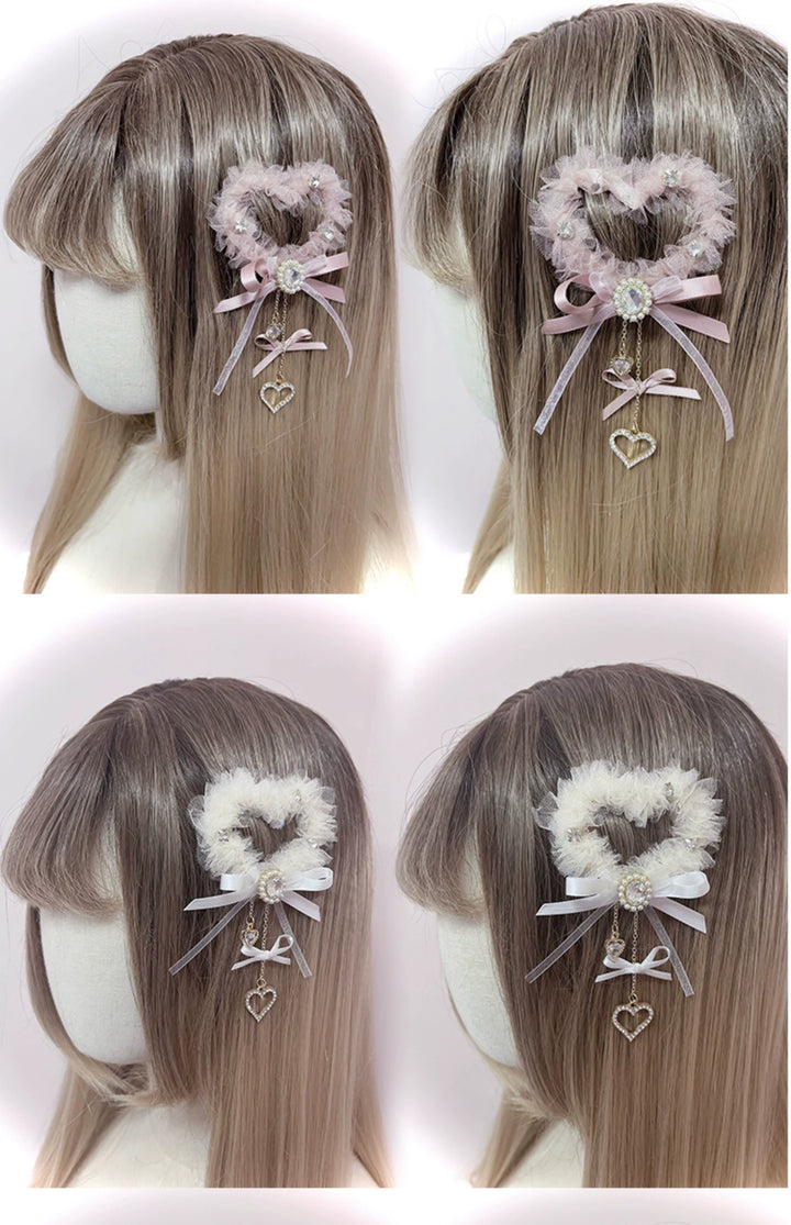 Ryousangata Tulle Heart-Shaped Hairclips 43825:786651