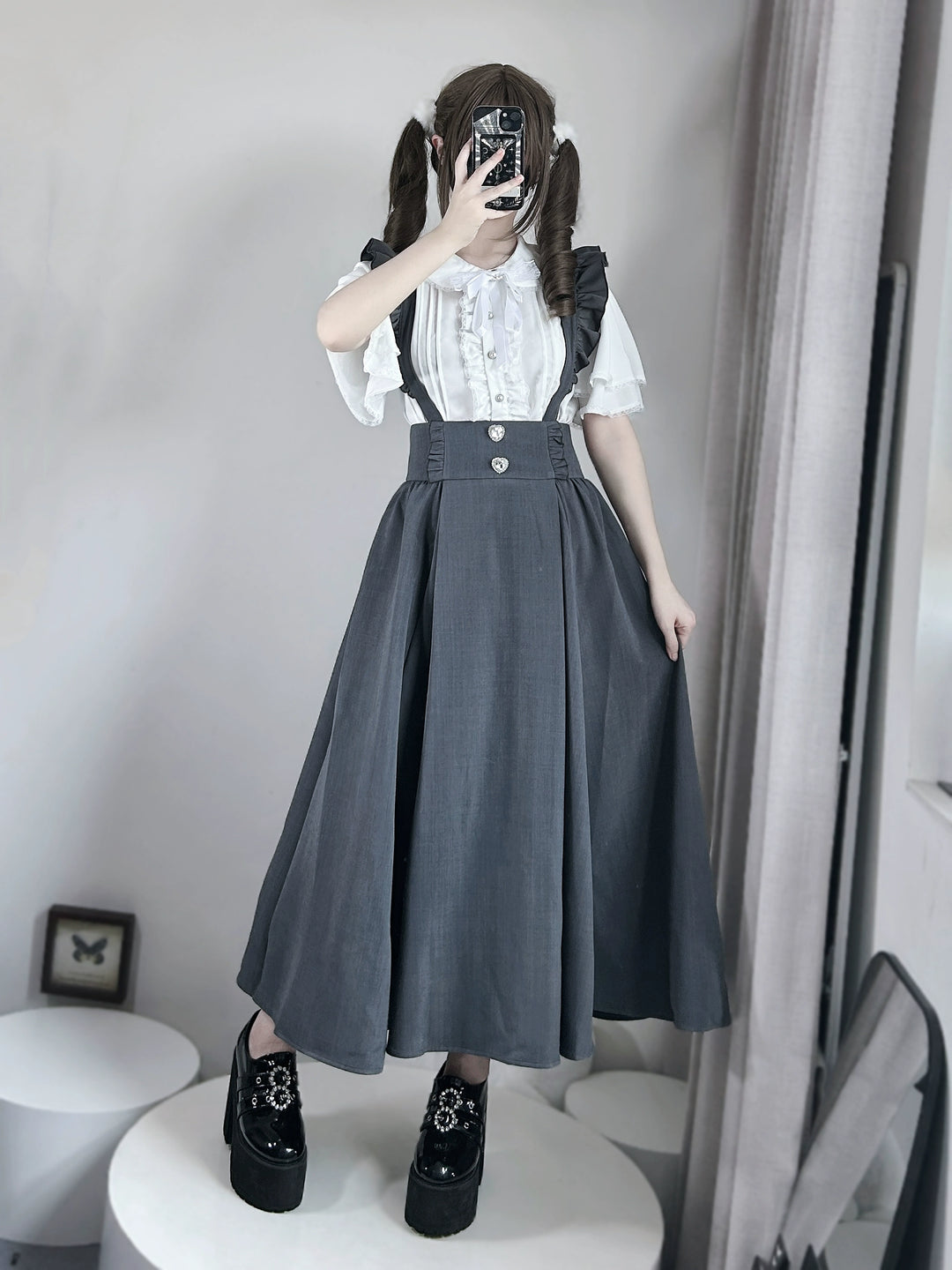 Seiso Kei Short Sleeves Blouse, Tiered Cuffs 44167:800791