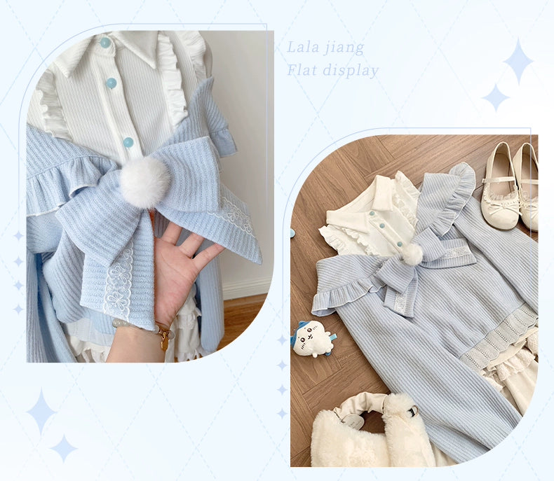 Open-Shoulder Tenshi Kaiwai Sweater, Tiered Ruffles Skirt 43775:786752