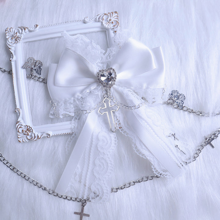 Cross Jirai Kei Hair Clip with Heart-shaped Rhinestone 42324:736409