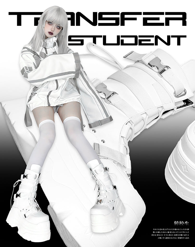 Punk Platform Boots with Mid-calf Length Shaft 42713:750139